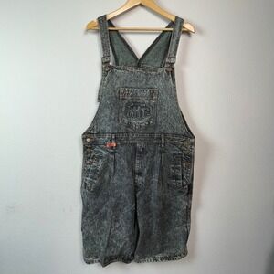 WTC World Top Class Denim Overalls Women Acid‎ Wash Blue Shorts XL Overalls Bib